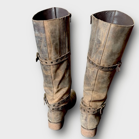 l e a t h e r :: Distressed Tall Leather Riding Boots - Picture 15 of 16